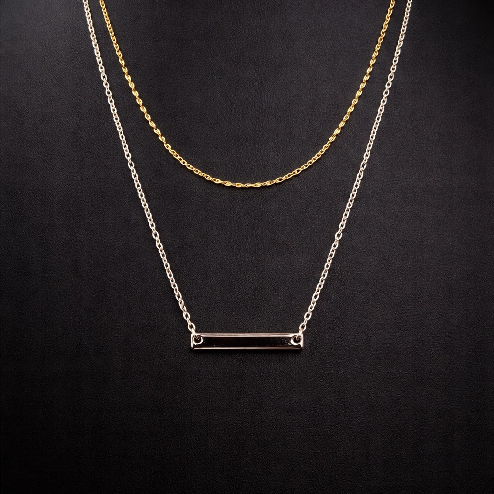 Layered Gold and Silver Bar Necklace - Women Jewelry